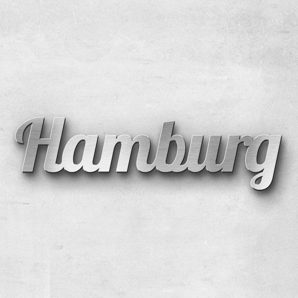 Schriftzug "Hamburg" Edelstahl gebürstet
