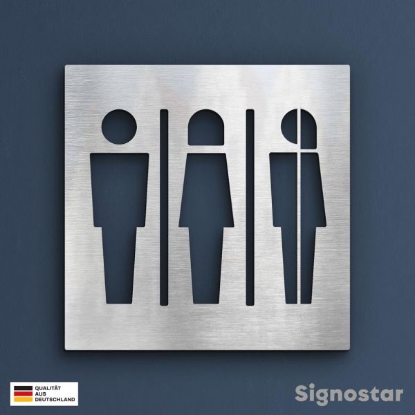 WC Schild Edelstahl - Damen & Herren & Divers