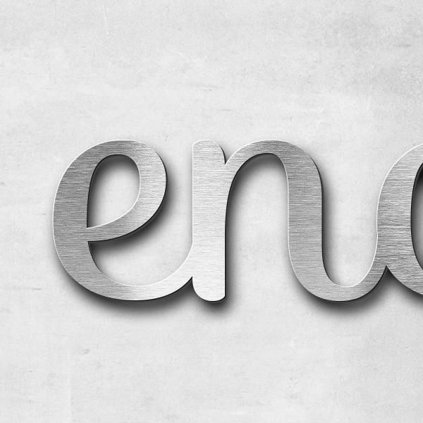 Lettering "enchantée", stainless steel V2A brushed - high quality & weather resistant