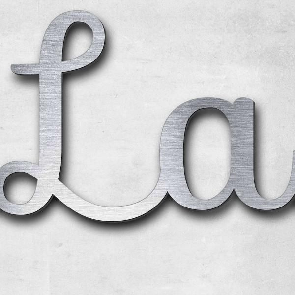 Lettering "La Tulipe Noire", acrylic plastic in Aspect acier inoxydable brushed - high quality & weather resistant