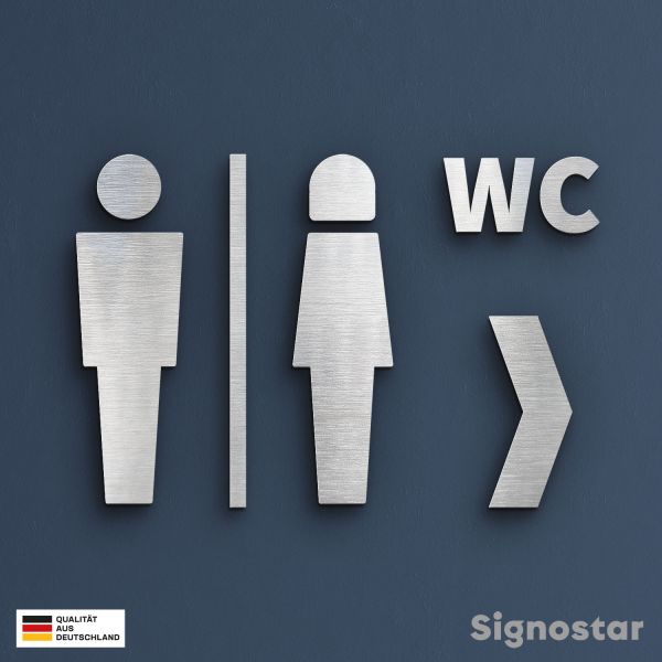 WC Piktogramm Edelstahl - Damen & Herren WC rechts